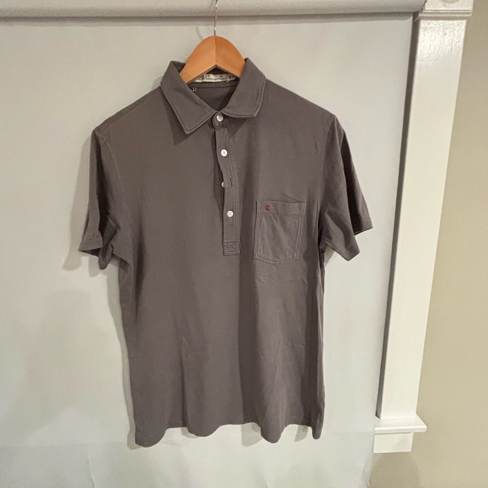 Slim Fit Short Sleeved Criquet Polo- Gray